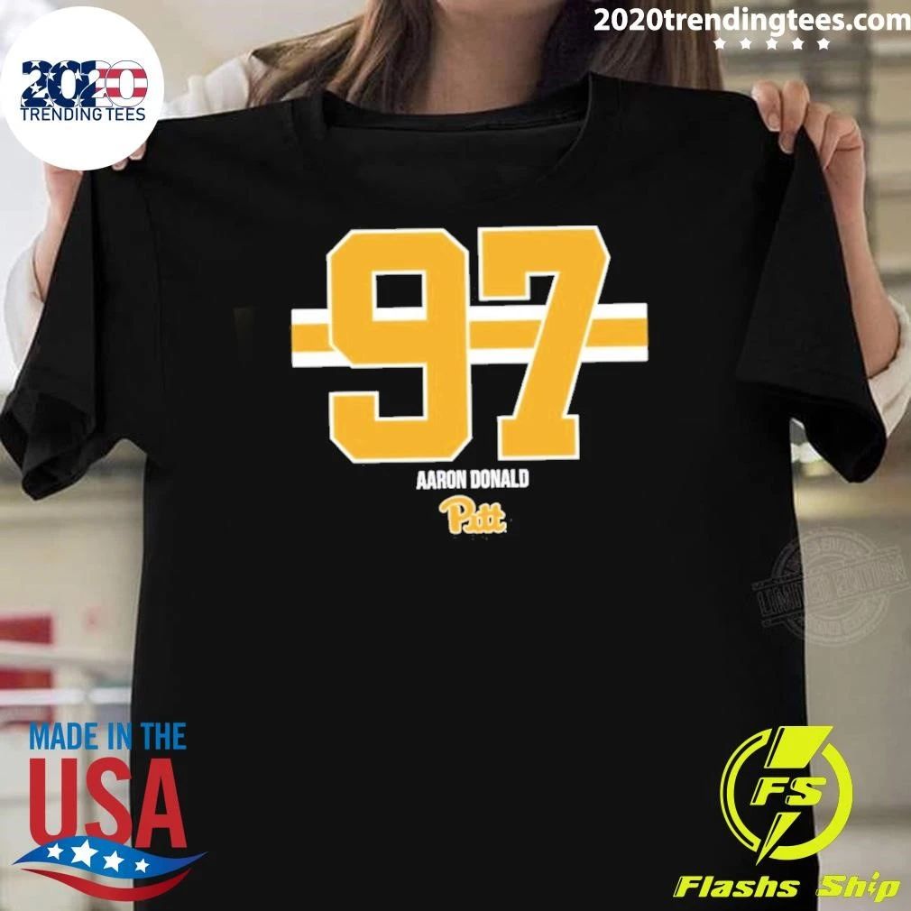 Aaron Donald 97 Pittsburgh Panthers Football Stripe Shirt