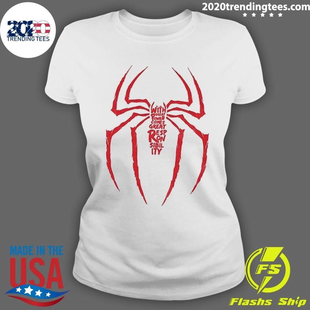 Spiderman Great Responsibility Superhero Quote Shirt