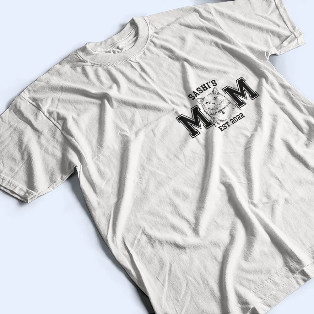Custom Photo White Pencil Sketch Art Pet Dad Pet Mom Est Year - Personalized T Shirt