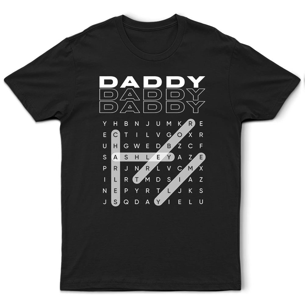 Word Search Puzzle Daddy Grandpa - Personalized T Shirt