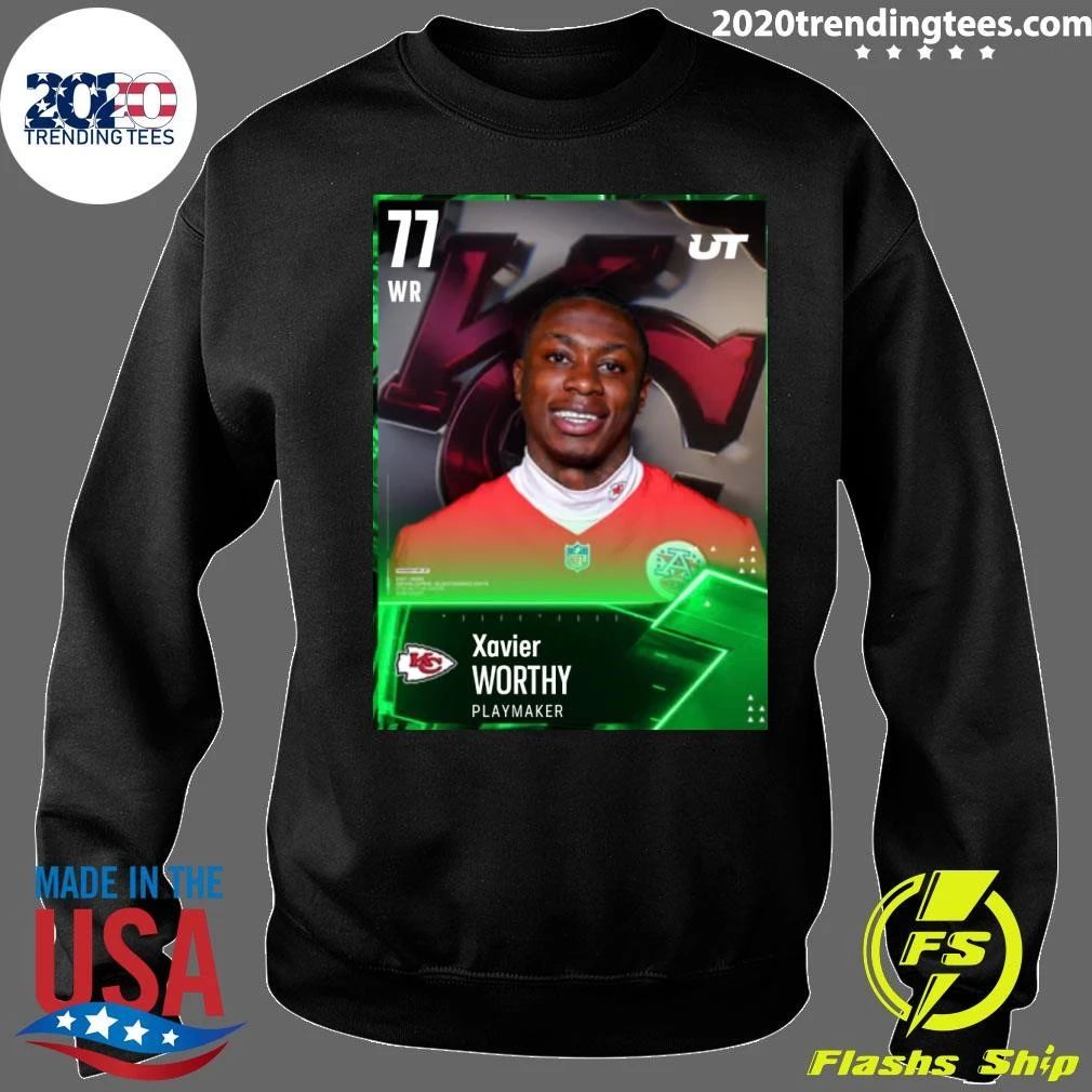 Xavier Worthy Kansas City Chiefs WR #77 Playmaker Portrait Graphic Shirt