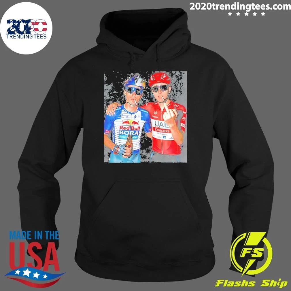 Primoz Roglic And Tadej Pogacar Holding Beer Sun Glasses Middle Finger Shirt