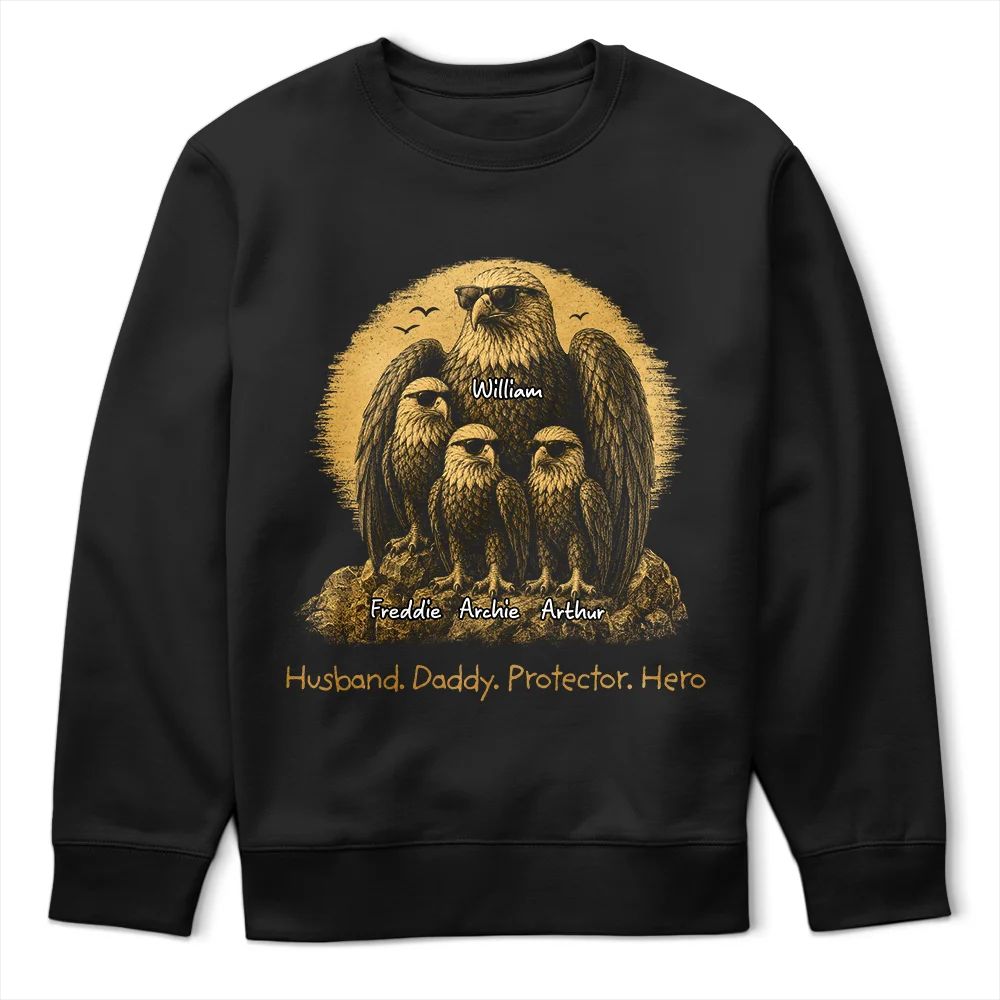 Eagle Father And Kids Retro Style Best Dad Ever - Personalized T Shirt