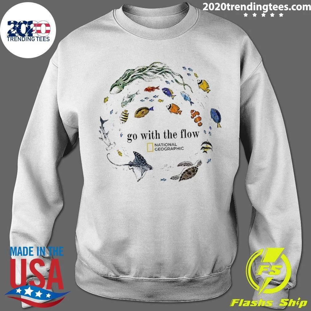 Marine Animals Go With The Flow Sea Turtle Fish Shirt