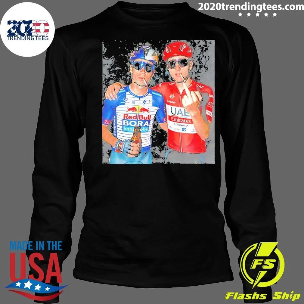 Primoz Roglic And Tadej Pogacar Holding Beer Sun Glasses Middle Finger Shirt