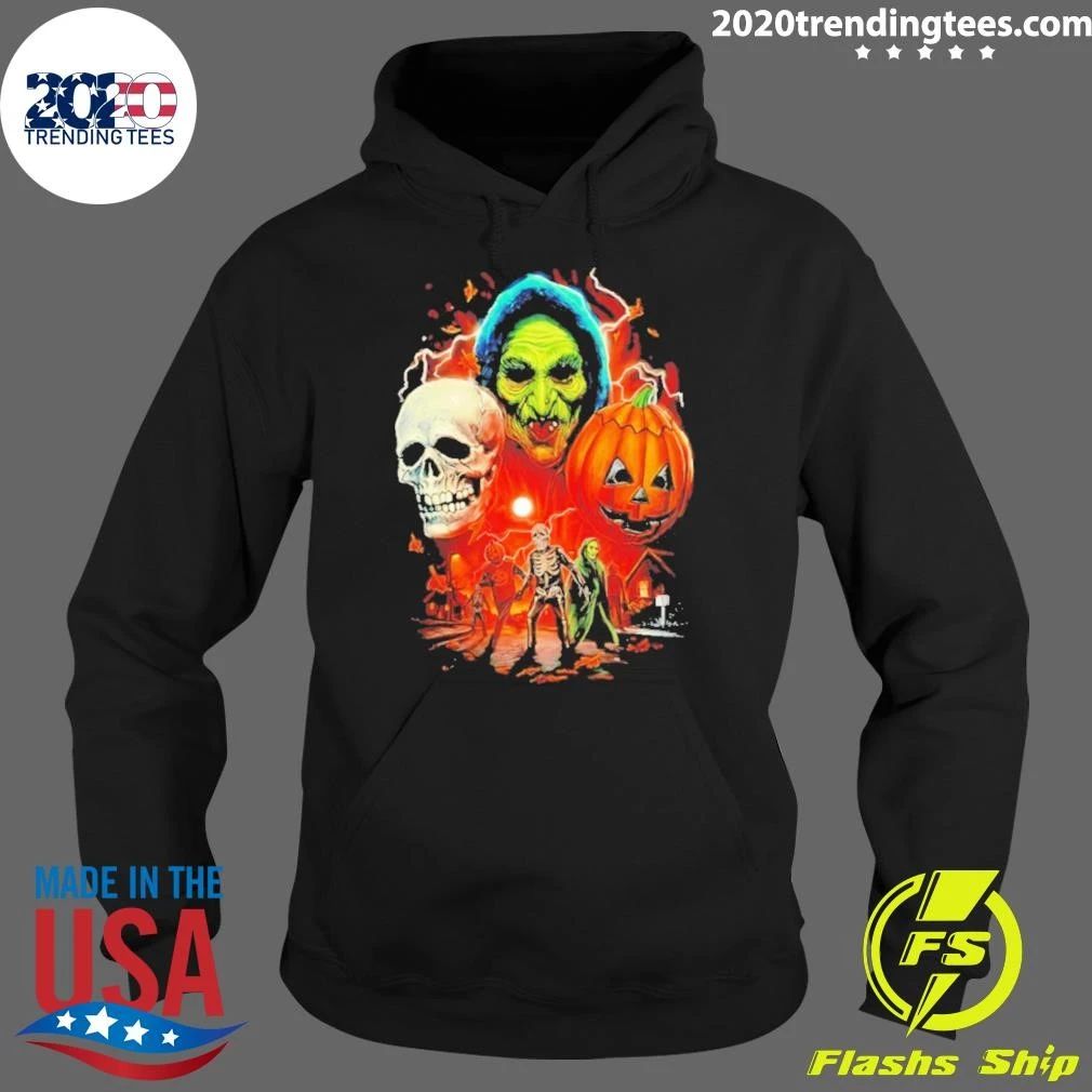 Halloween Mischief Silver Skull And Pumpkin Shirt