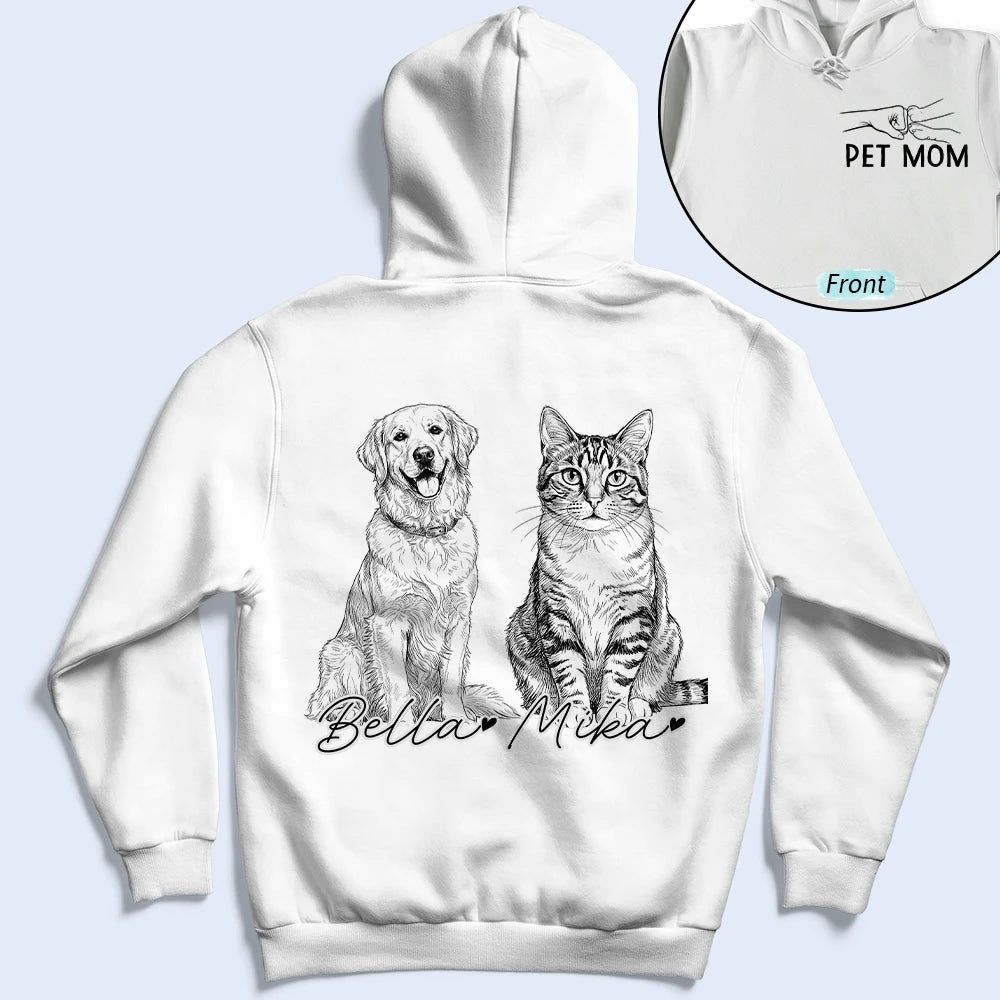 Custom Photo Pencil Sketch Pet Dad Lovely Portrait - Personalized T Shirt