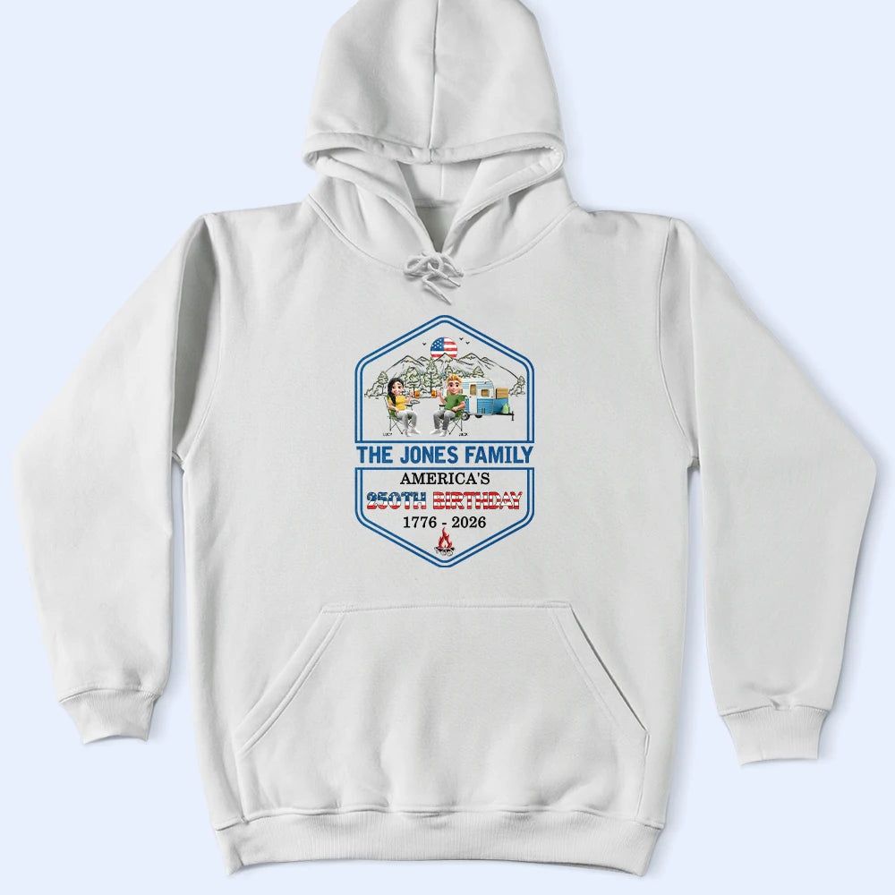 Stars And Stripes Family Camping - Personalized T Shirt
