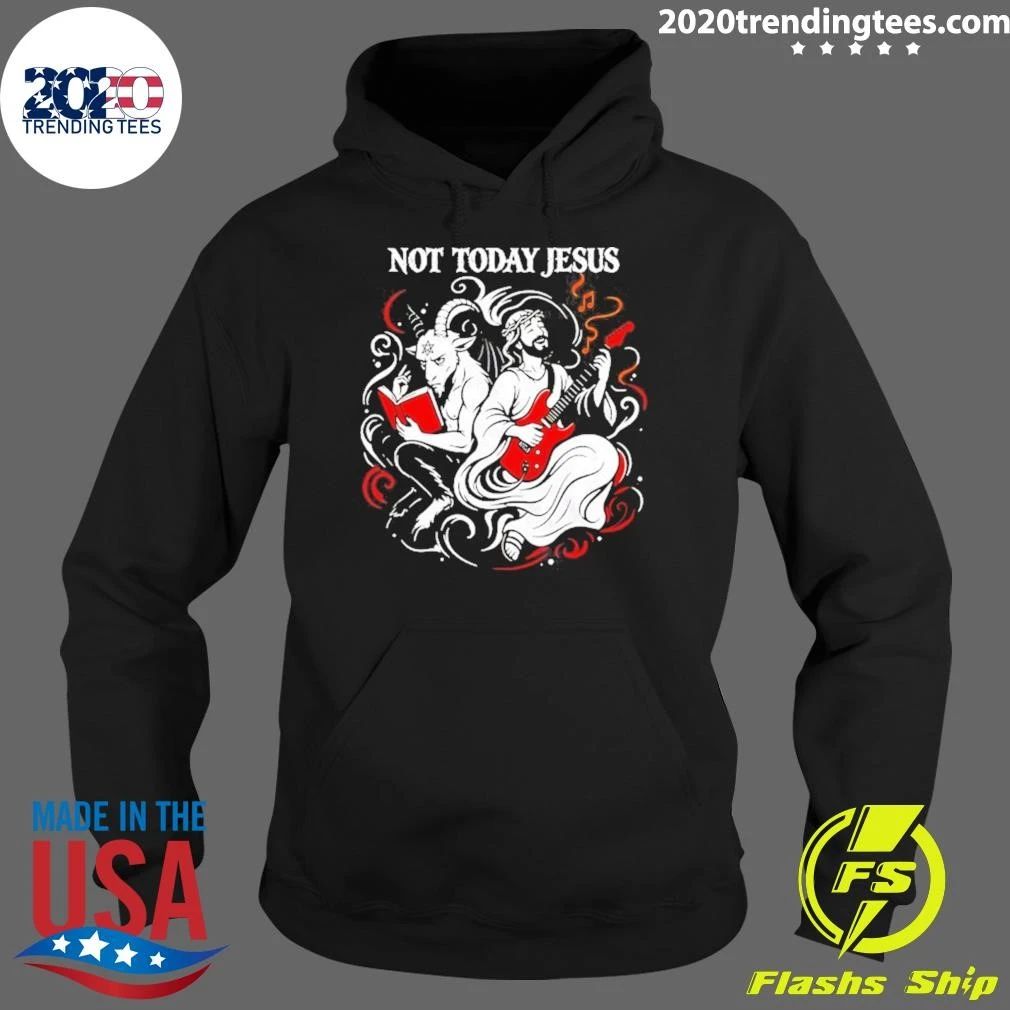 Not Today Jesus Goat And Jesus Playing Guitar Shirt