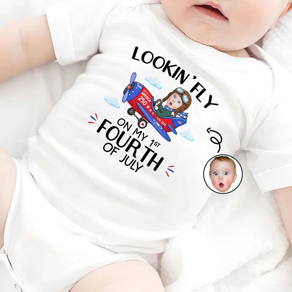 Custom Photo America 250 Lookin' Fly Baby - Personalized Baby Onesie