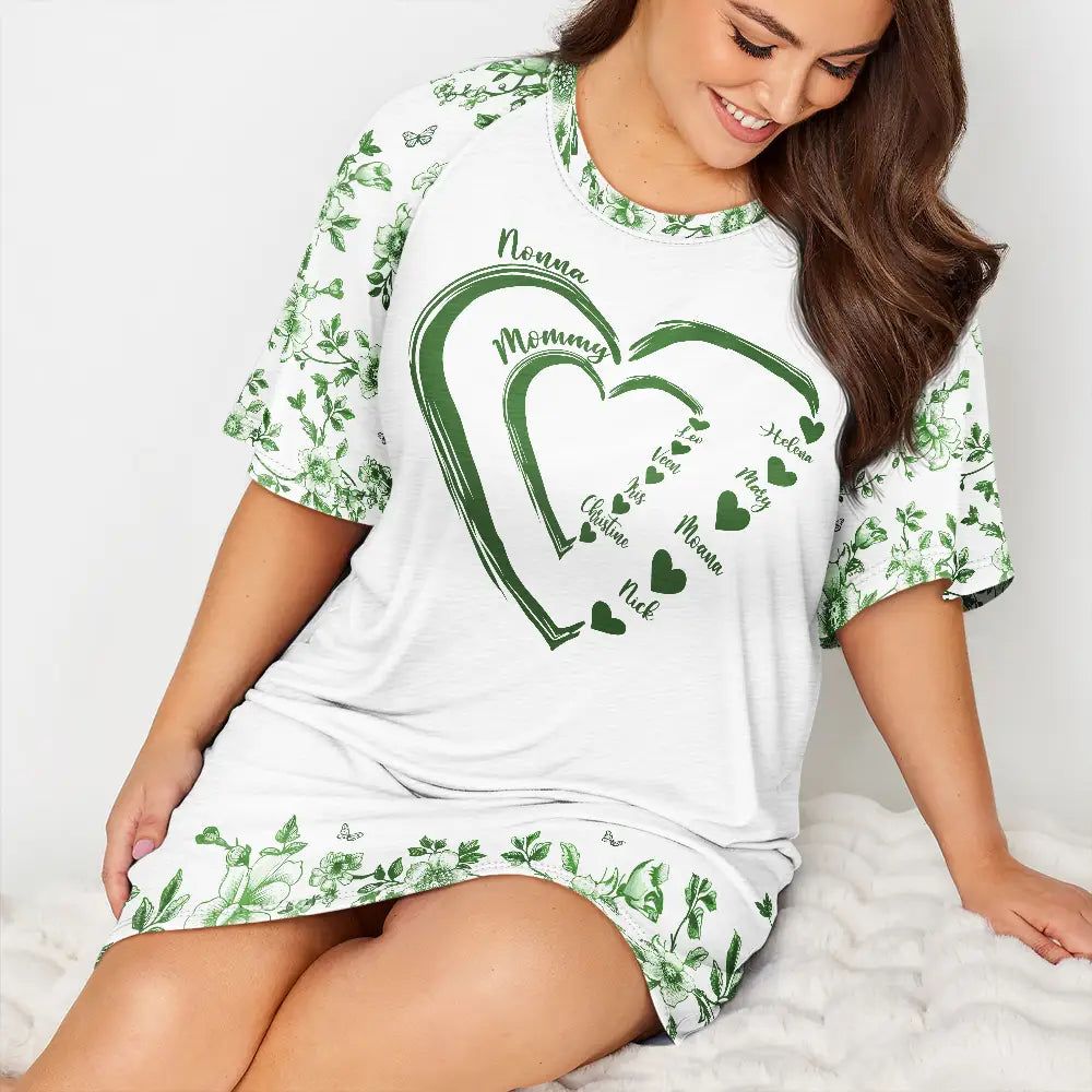 Mom Grandma Sweethearts Toile - Personalized Women's Sleep Tee