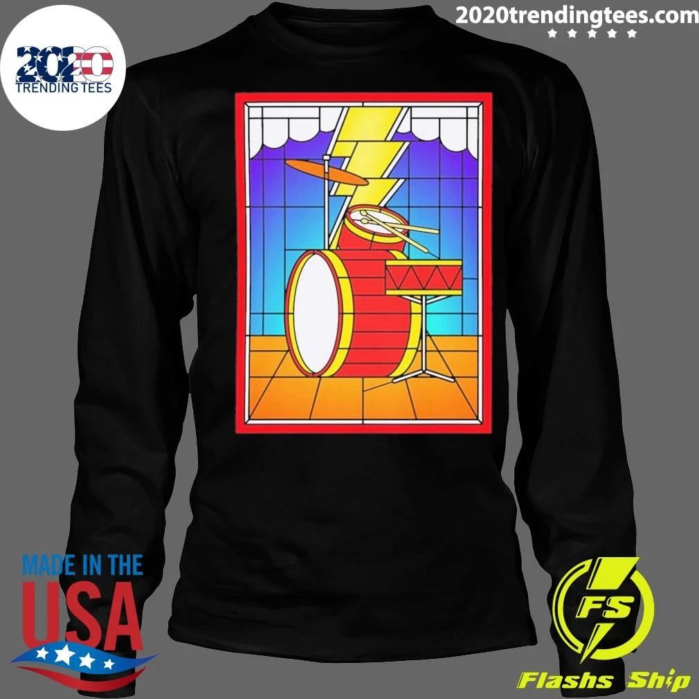 Stained Glass Drum Kit Rock Music Graphic Tee Shirt