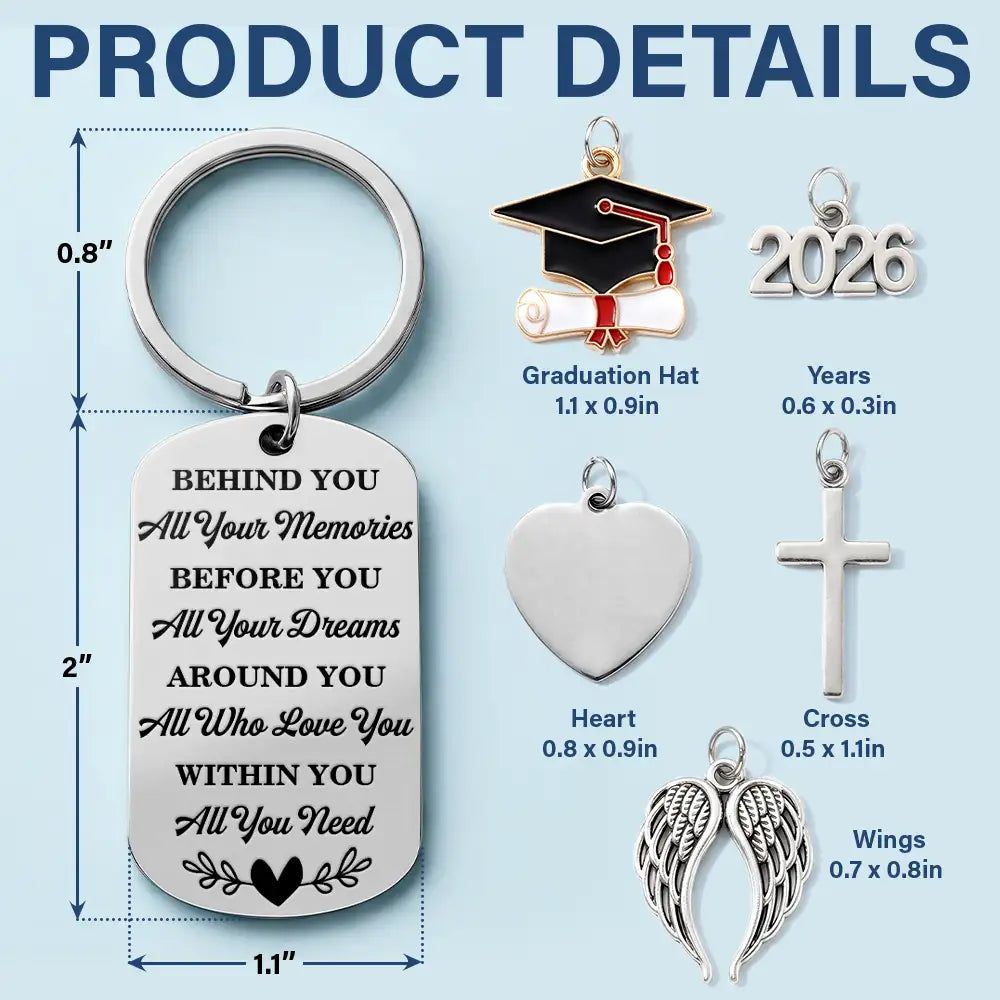 Behind You All Memories - Personalized Stainless Steel Keychain