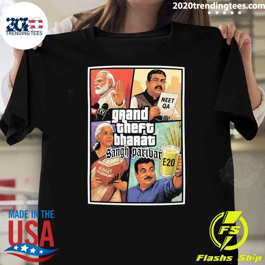 Back Grand Theft Bharat Sangh Parivar Shirt