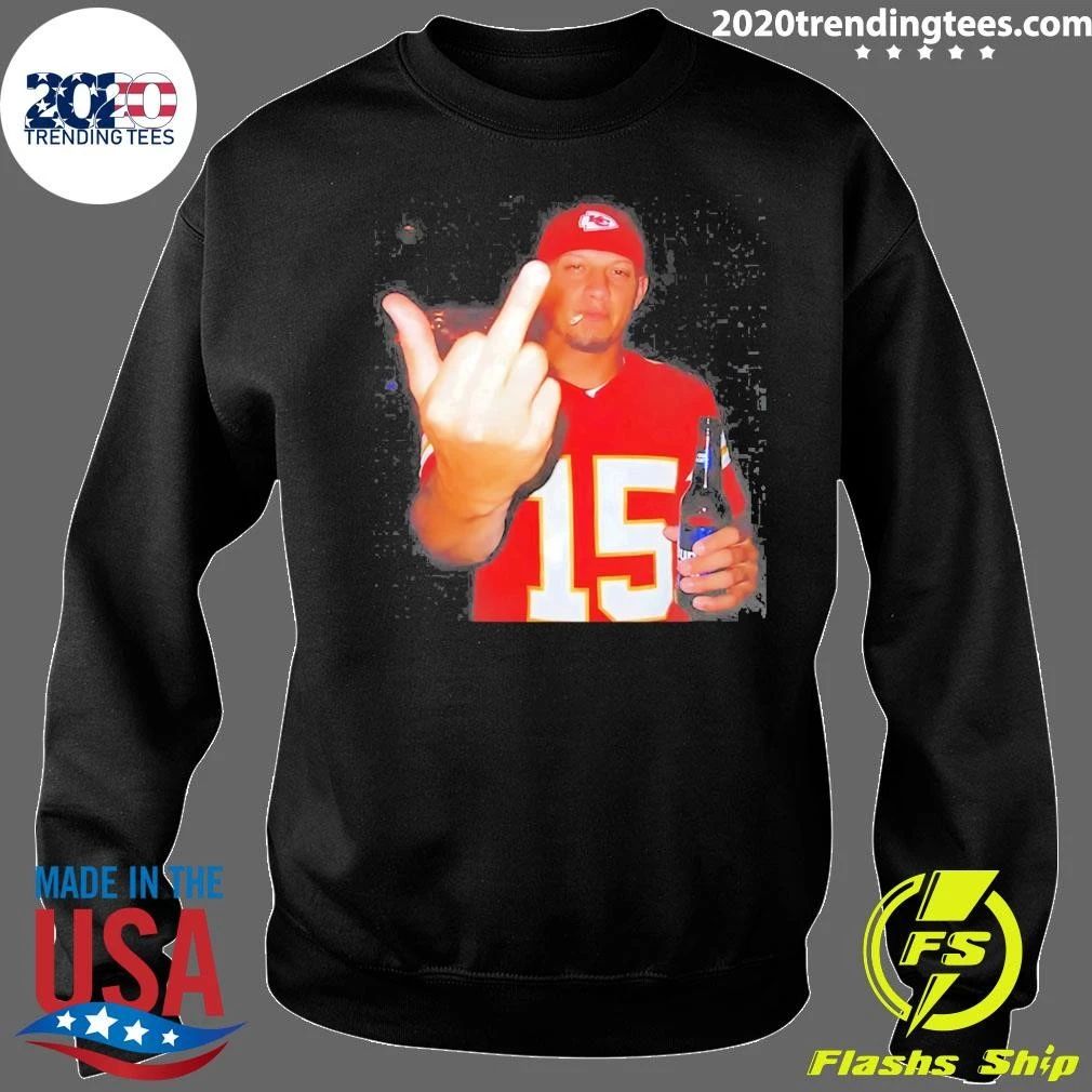 Patrick Mahomes Holding Beer Middle Finger Shirt