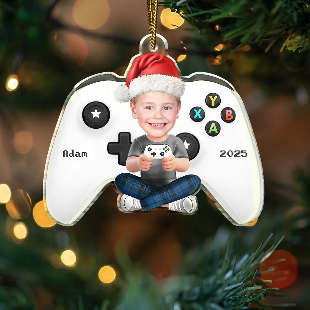 Custom Photo Kids Teens Gamer - Personalized Custom Shaped Acrylic Ornament