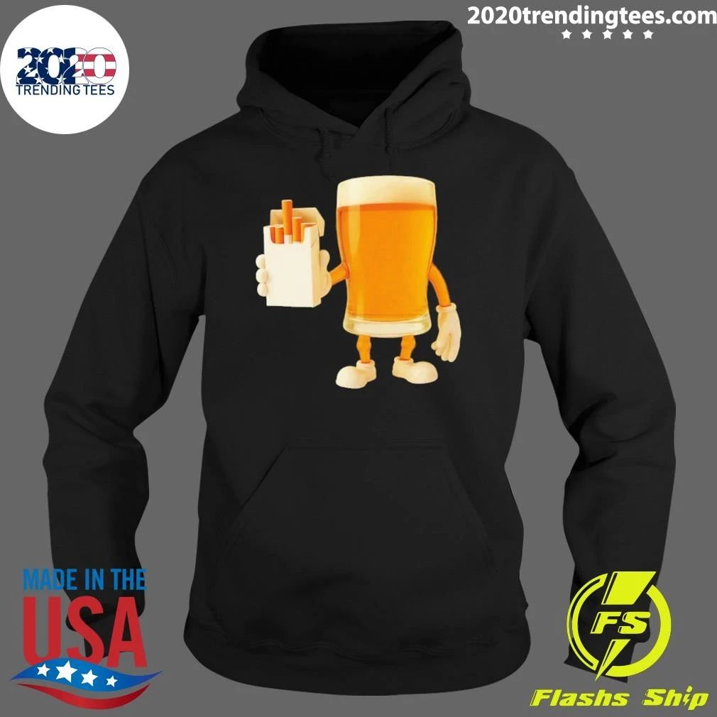 Drunk Cigs Beer Glass Character Cigarettes Shirt