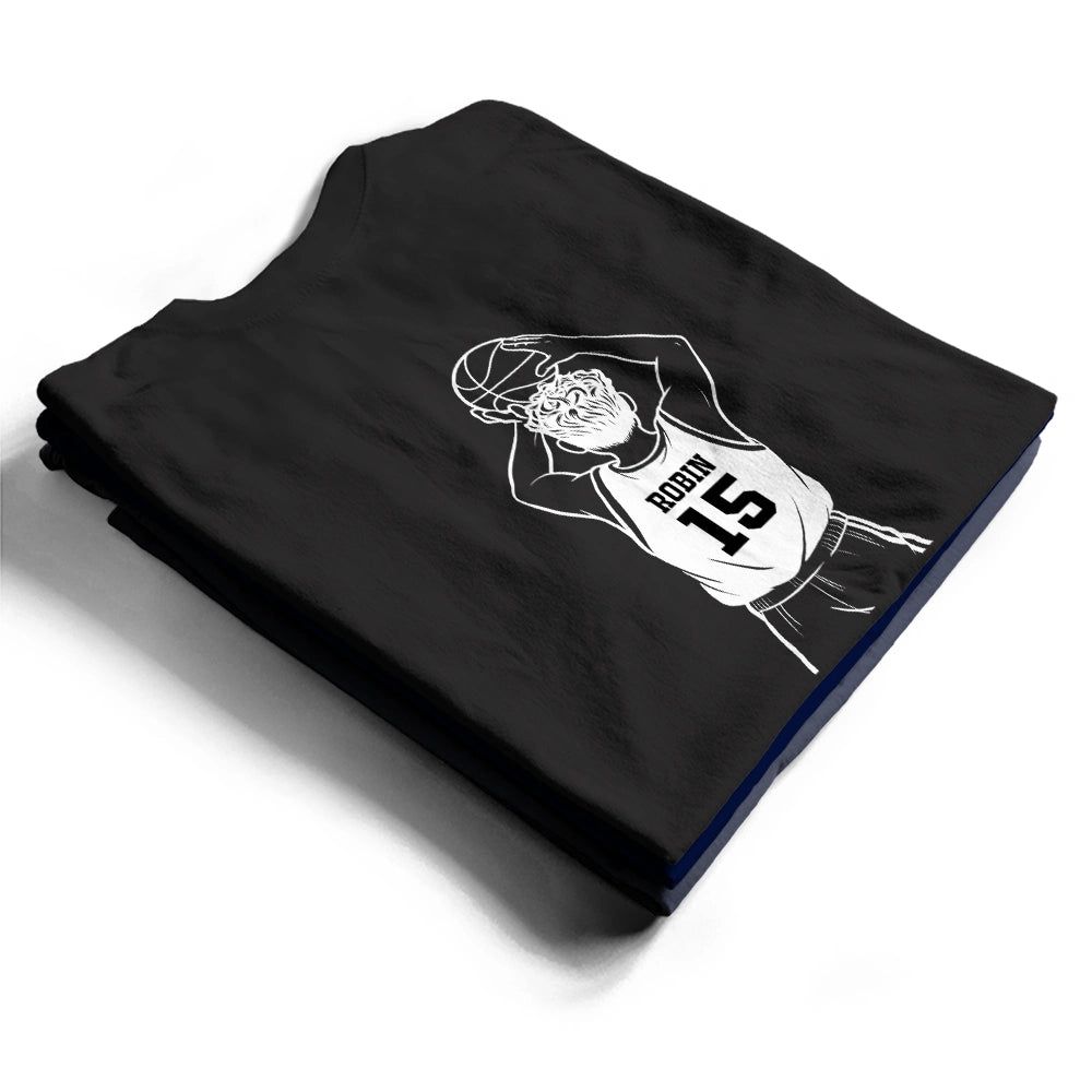 Basketball Dad Papa Kids Backside Line Art - Personalized T Shirt