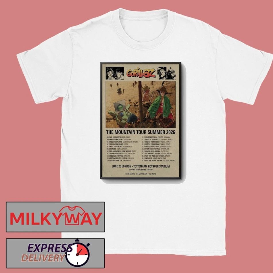 Gorillaz Poster The Mountain Tour Summer 2026 shirt