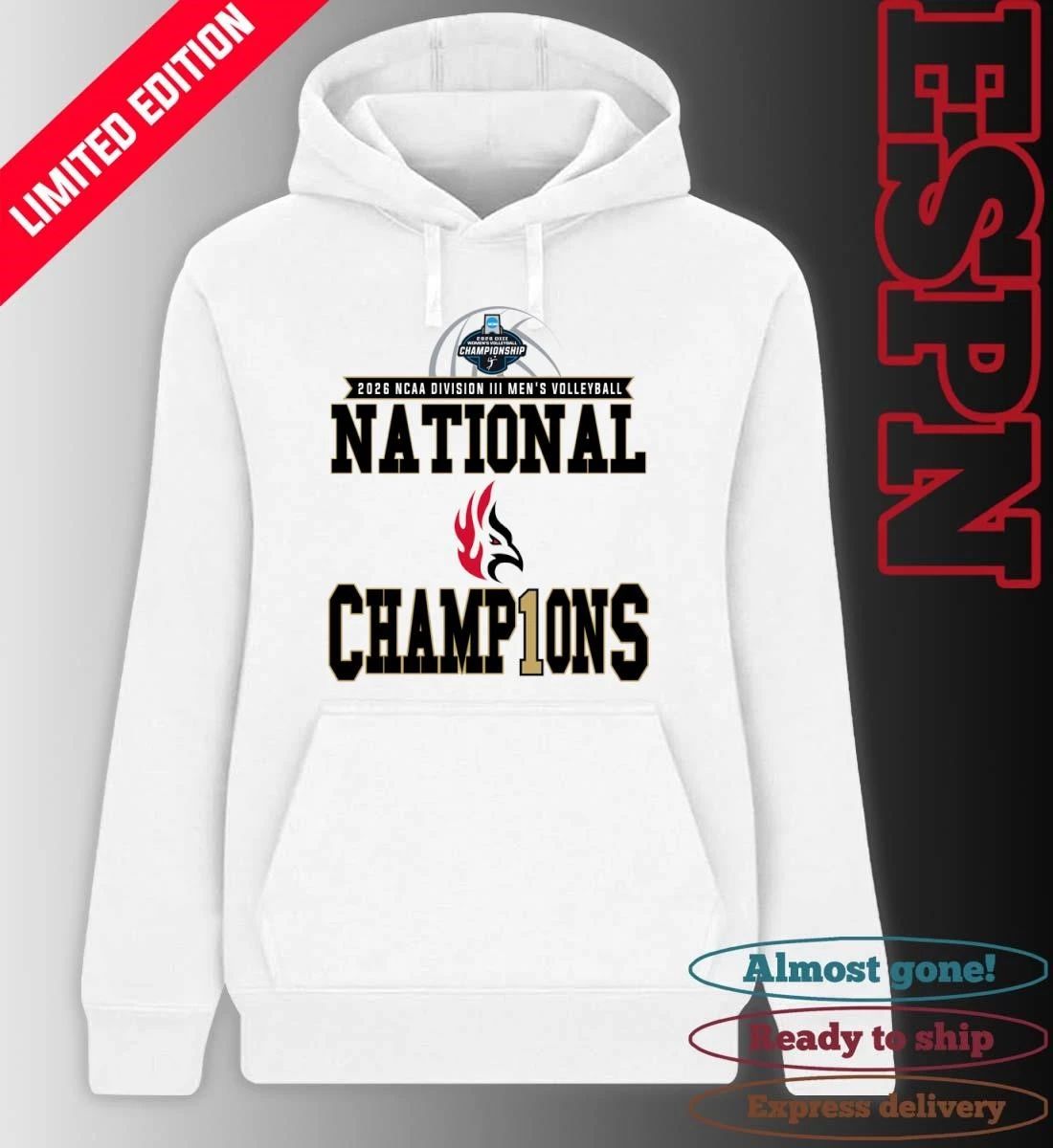 Carthage Firebirds 2026 NCAA DIII Men’s Volleyball National Champions Locker Room T-Shirt