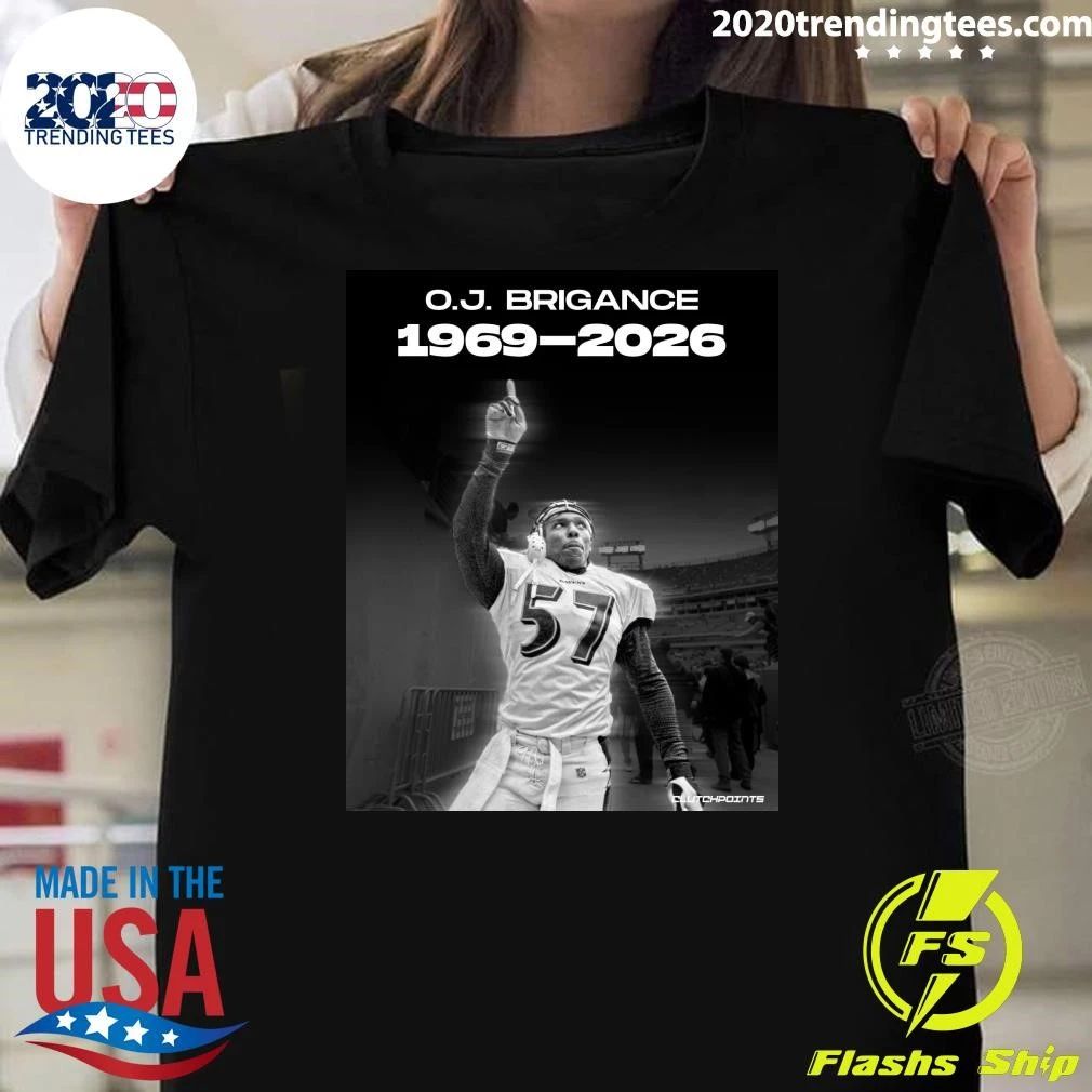 The Ravens announced the passing of former linebacker O.J. Brigance 1969-2026, He was 56 Shirt
