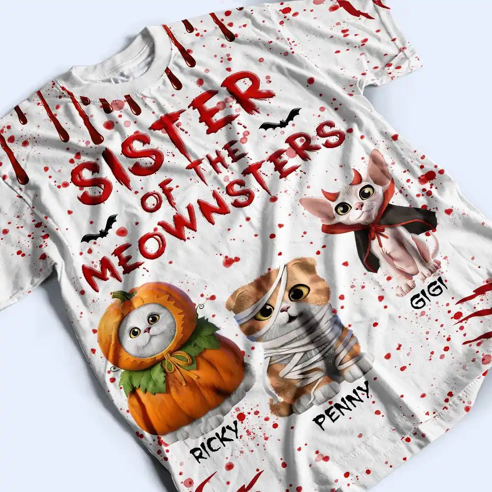 Mommy Daddy Of The Meownsters - Personalized Full Print T Shirt