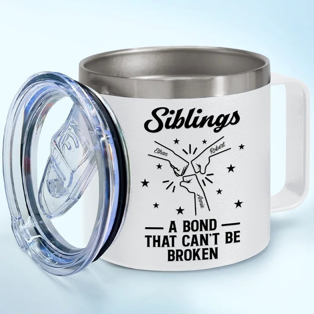 Brothers A Bond That Can't Be Broken - Personalized 14oz Stainless Steel Tumbler With Handle