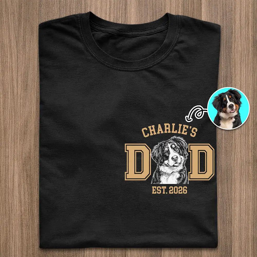 Custom Photo White Pencil Sketch Art Pet Dad Pet Mom Est Year - Personalized T Shirt