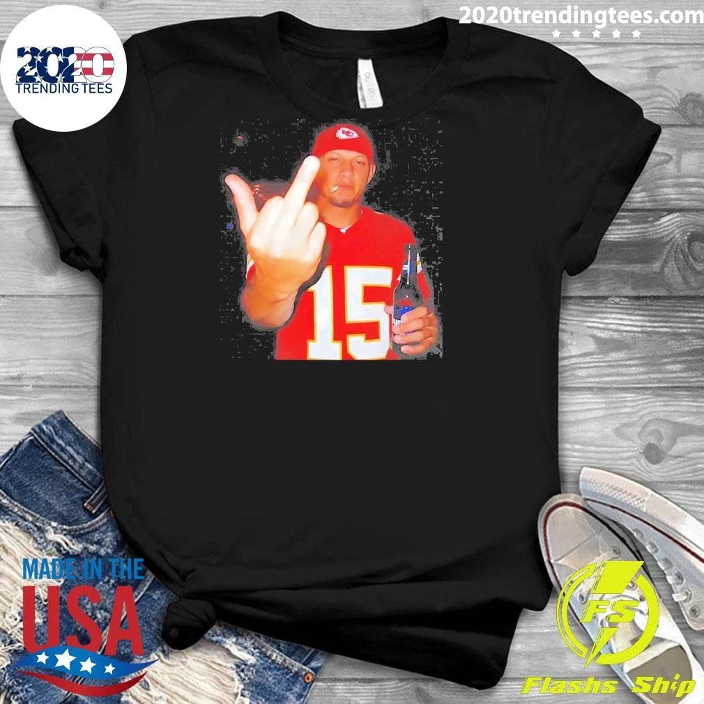 Patrick Mahomes Holding Beer Middle Finger Shirt