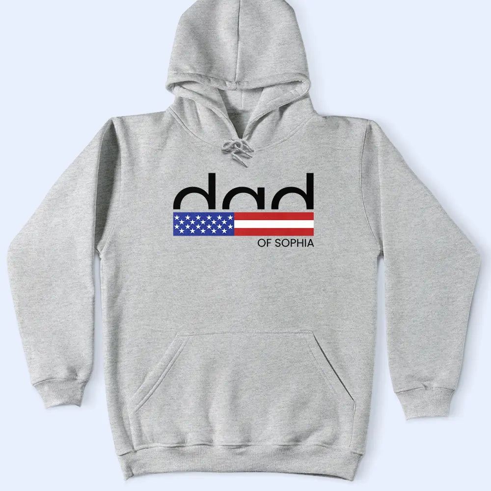 America Dad Of Kid Custom Name - Personalized T Shirt