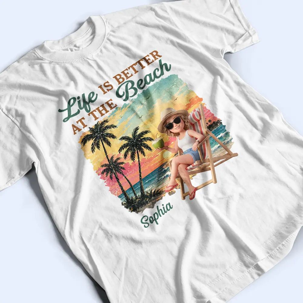 Custom Photo 3D Summer Concept Just A Girl Who Loves Beaches - Personalized T Shirt