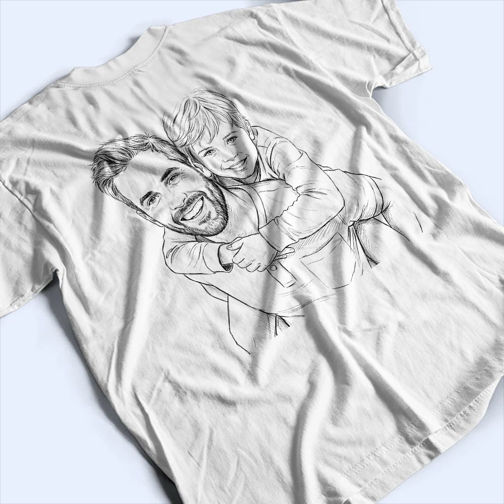 Custom Photo Pencil Sketch Just A Dad And His Girl - Personalized T Shirt