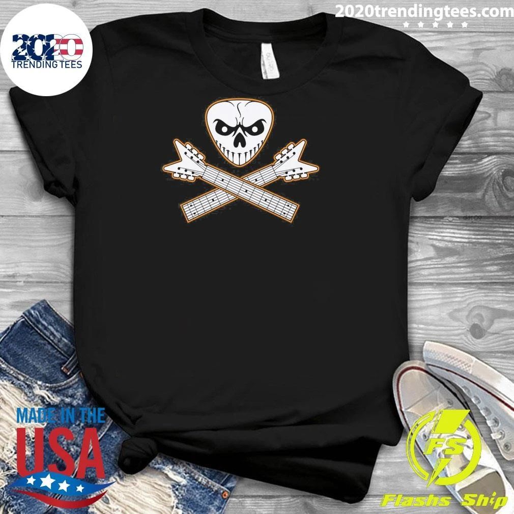 Guitar Skull and Bones Rock Metal Music Tee Shirt