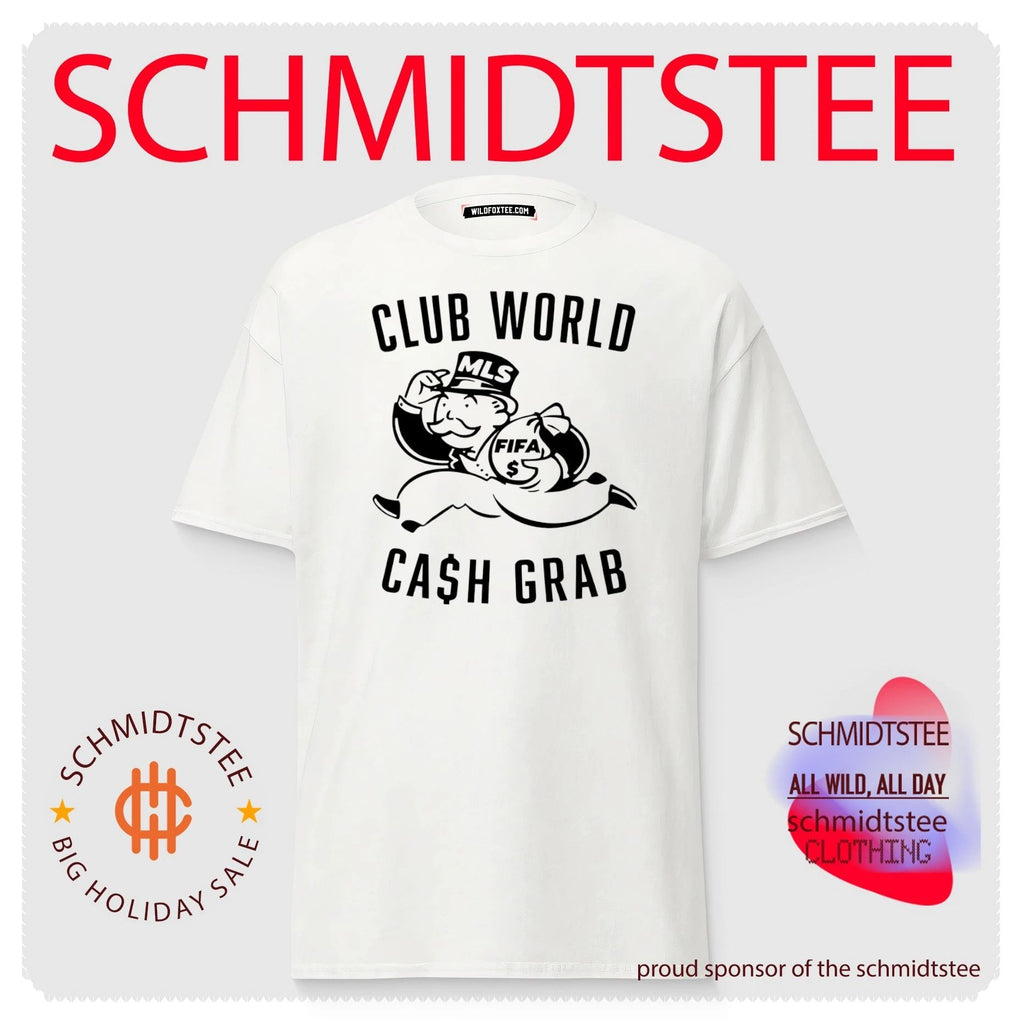 FIFA Club World Cash Grab Monopoly Guy MLS Soccer shirt