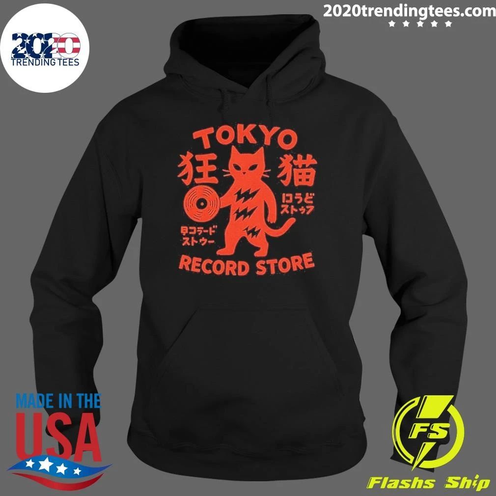 Tokyo Record Store Cat Vinyl Record Player Rock Dj Band Japan Shirt