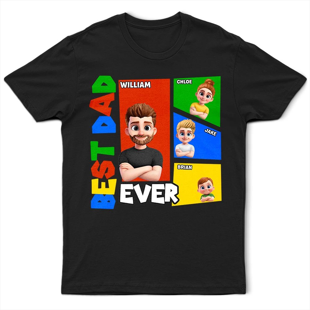 Best Dad Ever Basic Color Arcade Theme - Personalized T Shirt