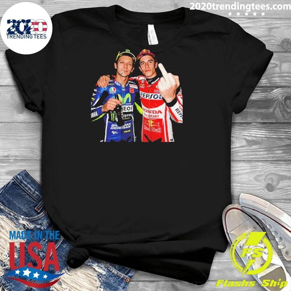 Valentino Rossi Marc Marquez Moto Gp Middle Finger Graphic Shirt