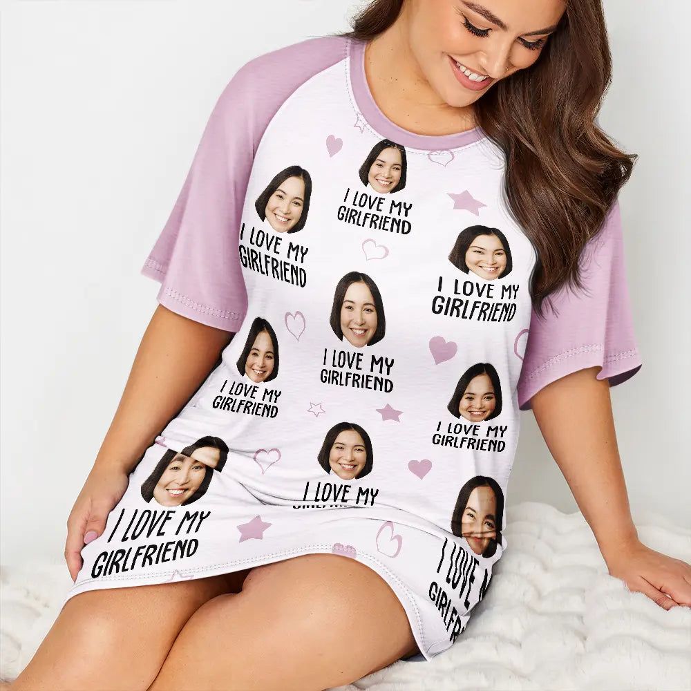 Custom Photo Funny I Love My Wife Husband - Personalized Women's Sleep Tee