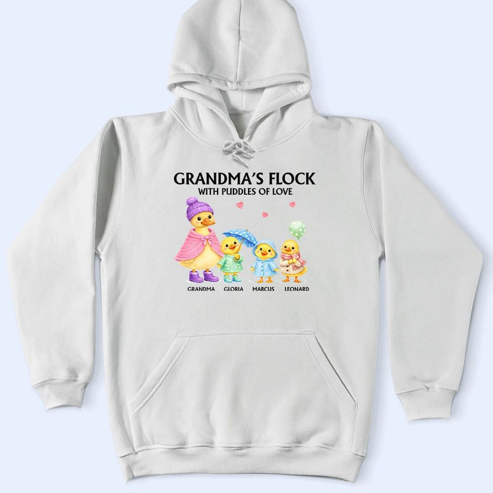 Nanny's Flock With Puddles Of Love - Personalized T Shirt