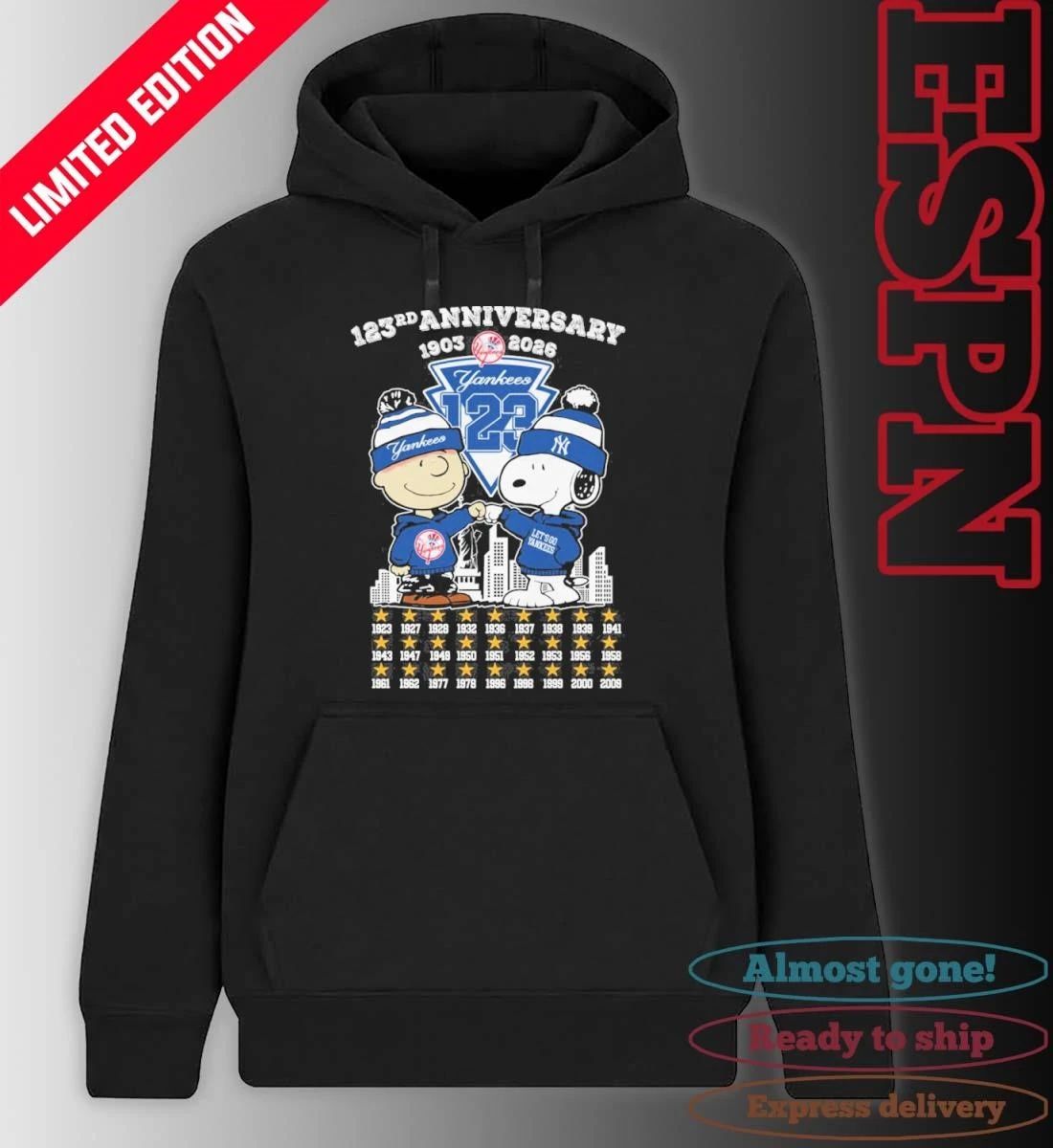 The Peanuts Fist Bump X New York Yankees 123rd Anniversary 1903-2026 Shirt