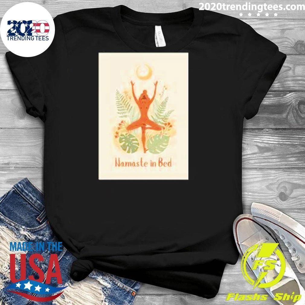 Yoga Botanical Namaste In Bed Funny Retro Shirt