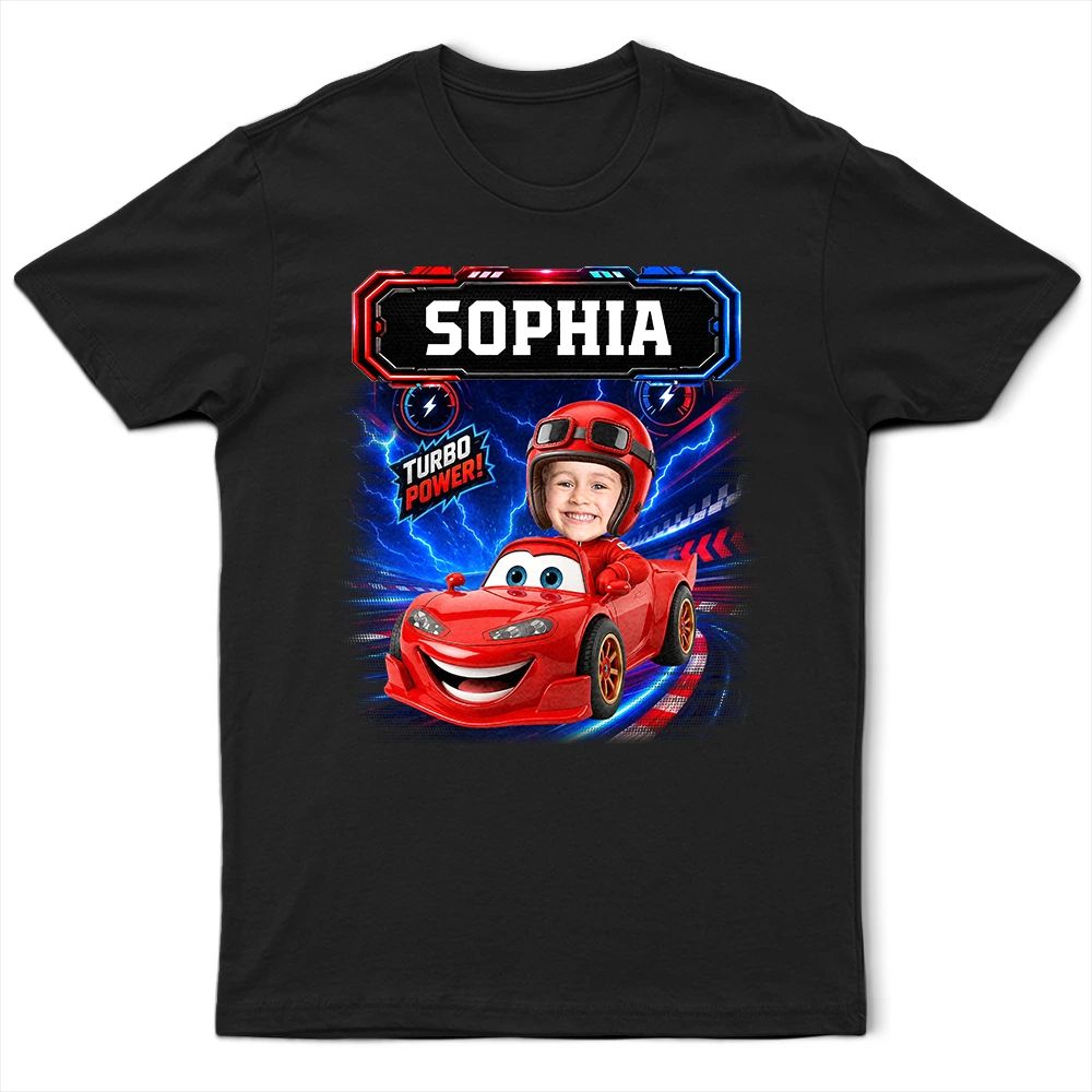Custom Photo Kid Car Racing - Personalized T Shirt