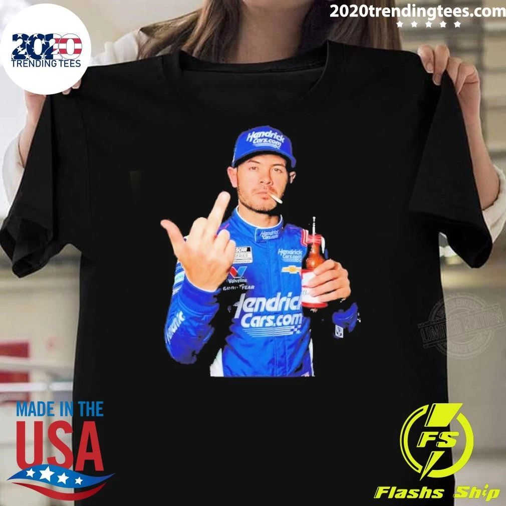 Kyle Larson Middle Finger Smoke Beer Shirt