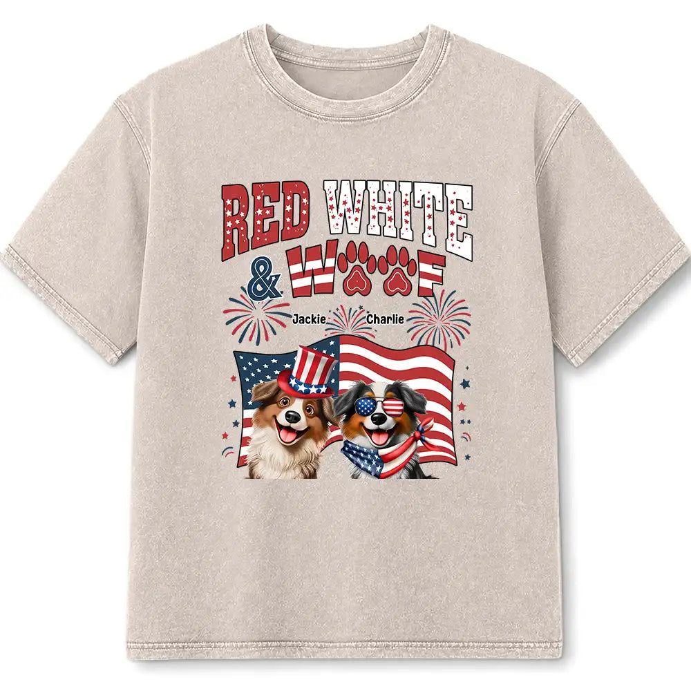 Red White Woof - Personalized Vintage Washed T Shirt