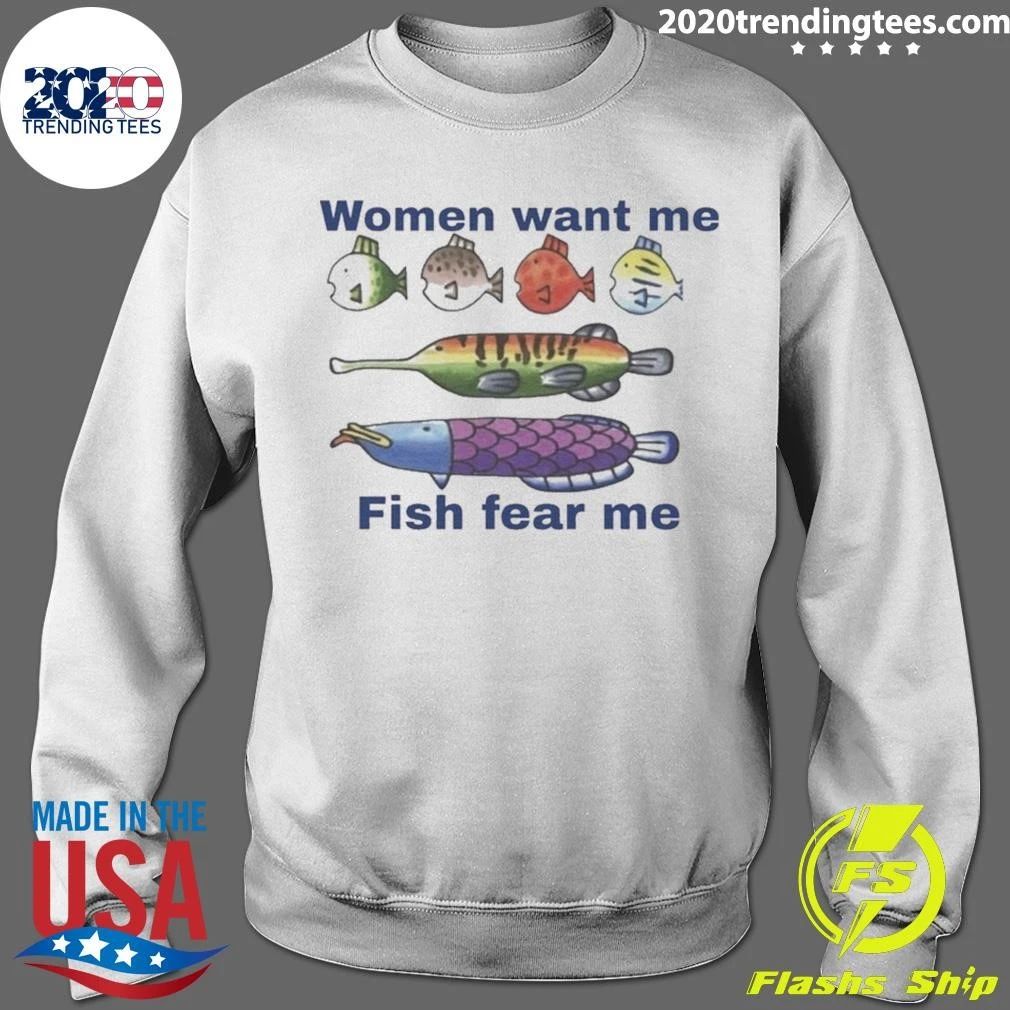 Women Want Me Fish Fear Me Frutiger Aero Fashion Tee Shirt