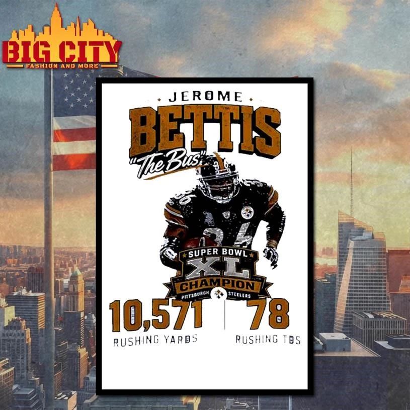 Jerome Bettis The Bus Pittsburgh Steelers Super Bowl XL Champion Football T Shirt