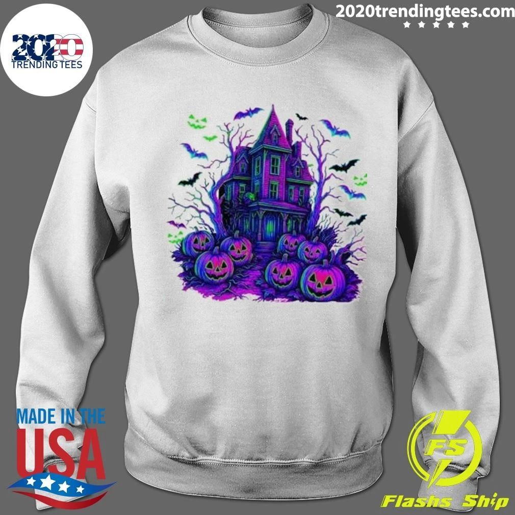 Halloween Bats Haunted House Retro Shirt