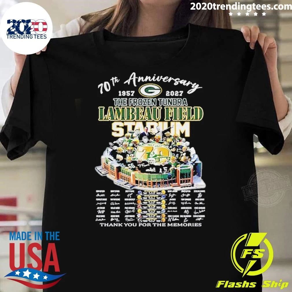 Lambeau Field 70th Anniversary 1957–2027 Green Bay Packers Frozen Tundra Shirt