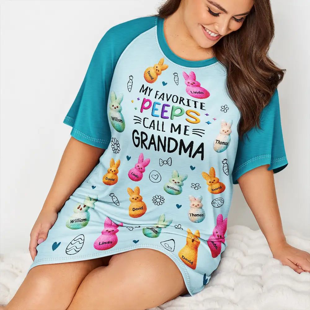 My Favorite Peeps Call Me Grandma - Personalized Women's Sleep Tee