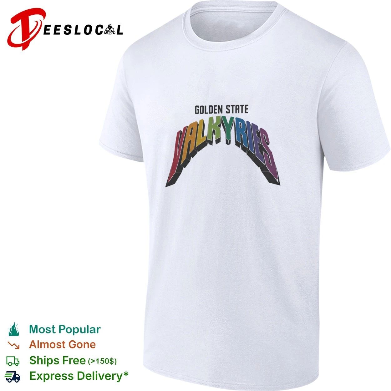 Golden State Valkyries Rainbow Multicolor Curved T-shirt